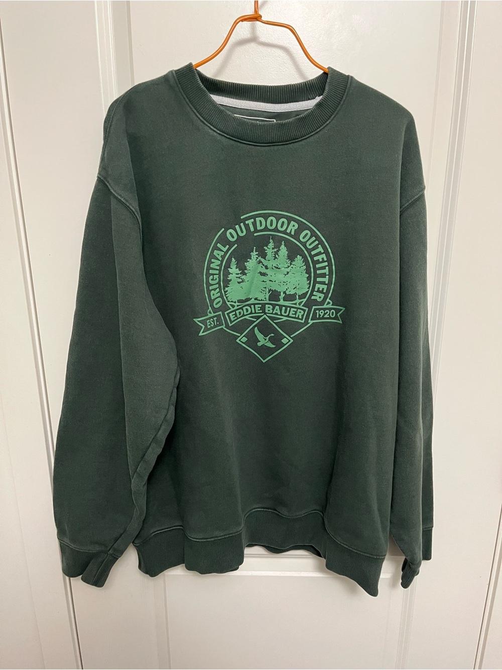Eddie Bauer Men's Dark Green Crewneck Sweatshirt in size Large Tall